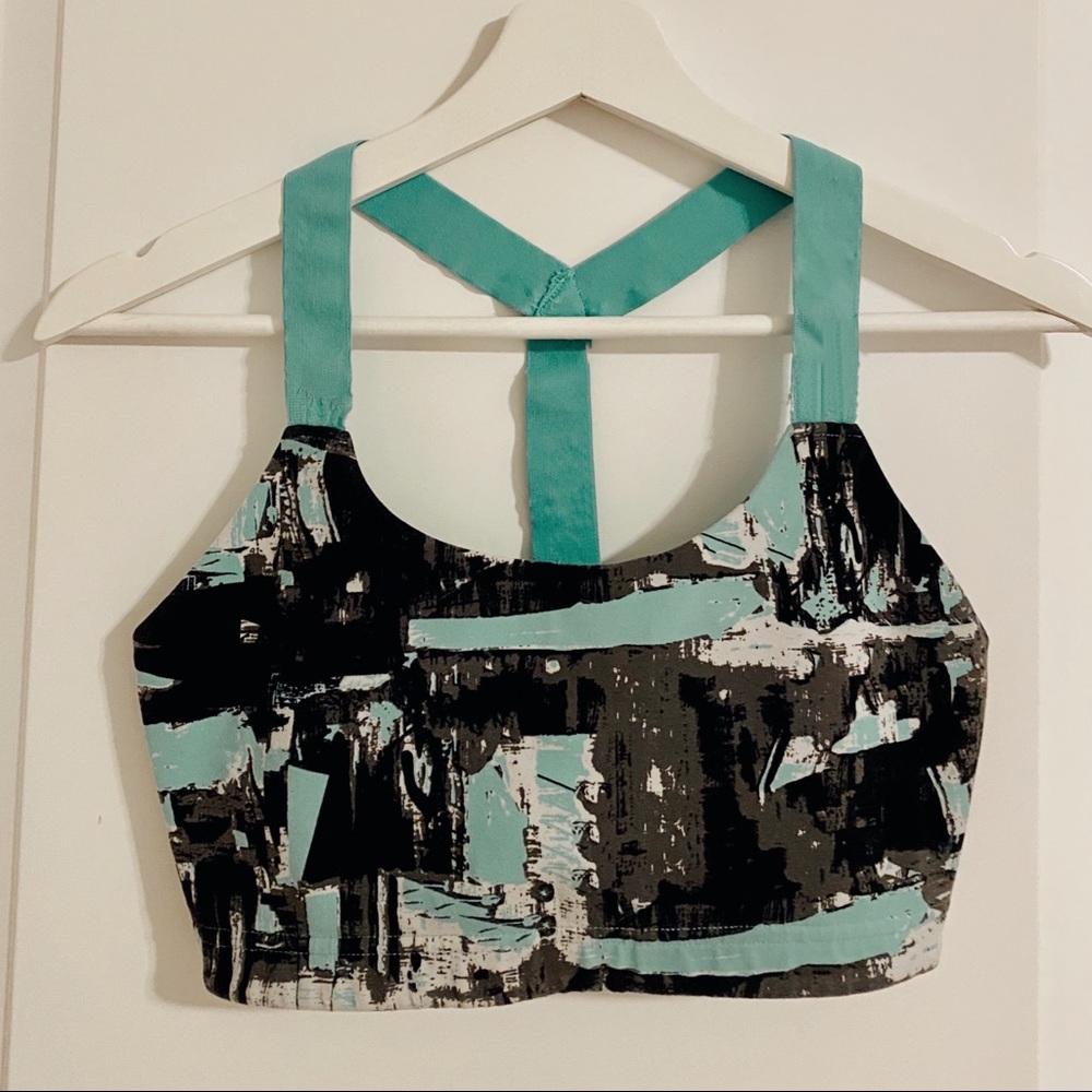 ALO Yoga Black and Teal Sports Bra
